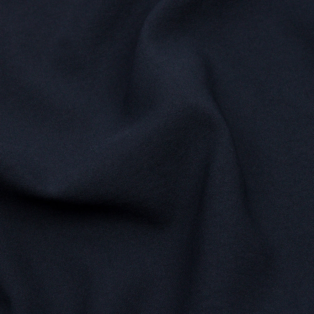 Muted Navy Stretch Polyester Crepe de Chine Detail