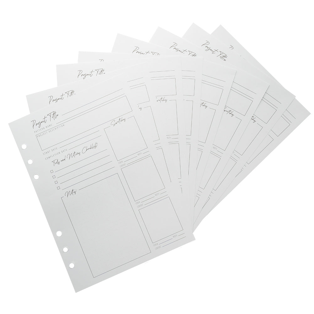 Mood Designer Sewing Planner Project Page Refills - 5.82" x 8.26", A5, 24 Pages - Folded