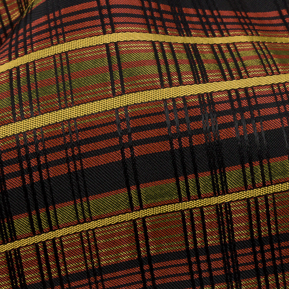 Olive, Burgundy and Black Plaid Polyester Jacquard Detail