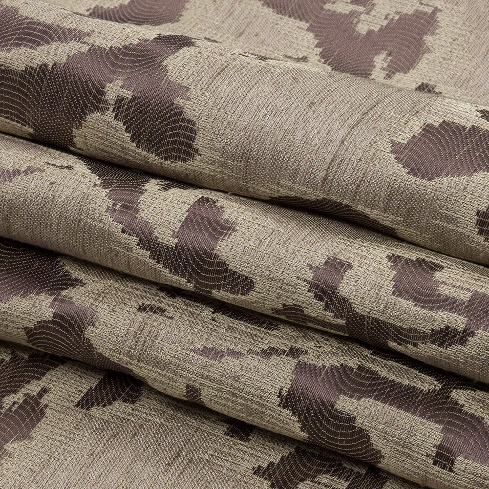 Dusty Lilac and Oatmeal Abstracted Leaves Polyester Jacquard Folded