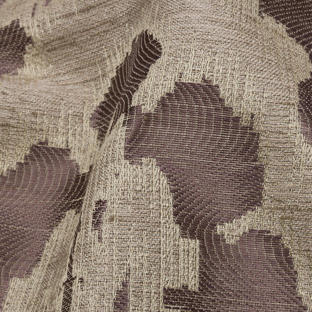 Dusty Lilac and Oatmeal Abstracted Leaves Polyester Jacquard Detail