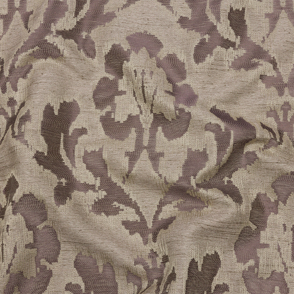 Dusty Lilac and Oatmeal Abstracted Leaves Polyester Jacquard