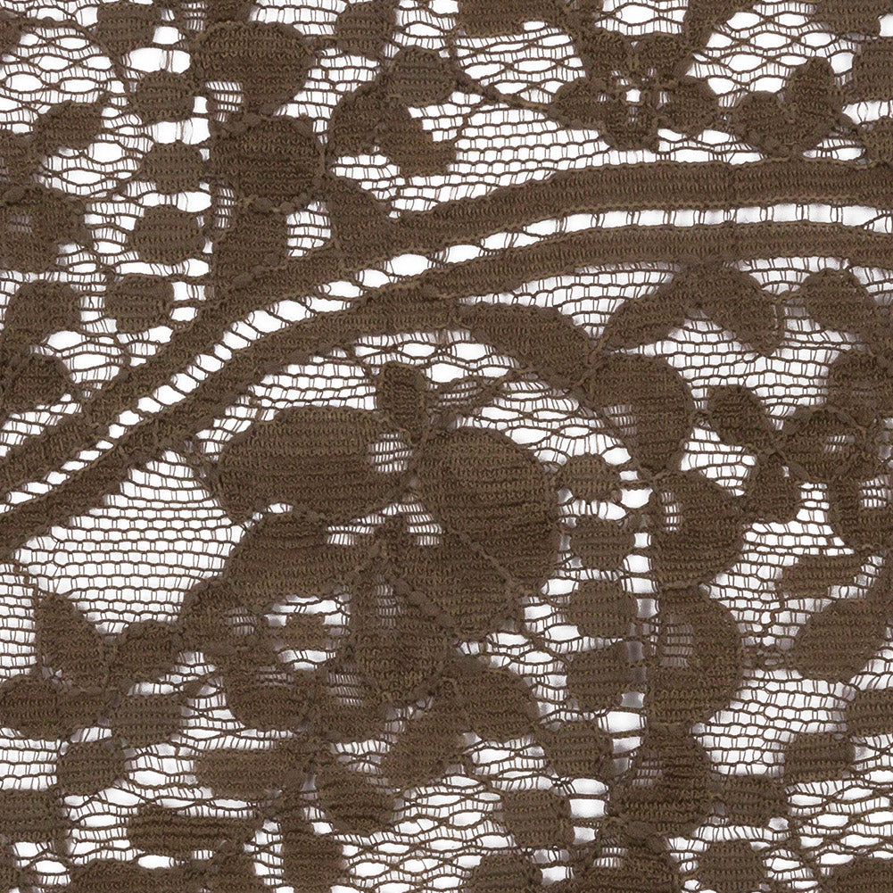 Famous NYC Designer Dark Olive Flowering Leafy Vine Lace Trim with Scalloped Edges - 5" Detail
