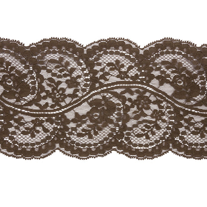 Famous NYC Designer Dark Olive Flowering Leafy Vine Lace Trim with Scalloped Edges - 5"