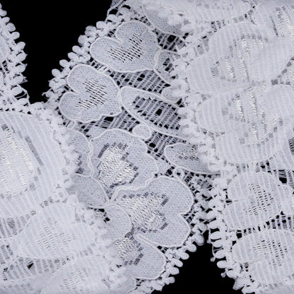Famous NYC Designer White Floral Scalloped Stretch Corded Lace Trim - 1.625" Detail