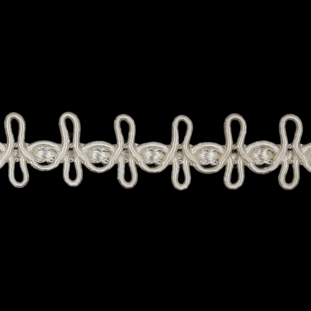 Famous NYC Designer Ivory Crossed Loops Gimp Braided Trim - 0.625" Detail