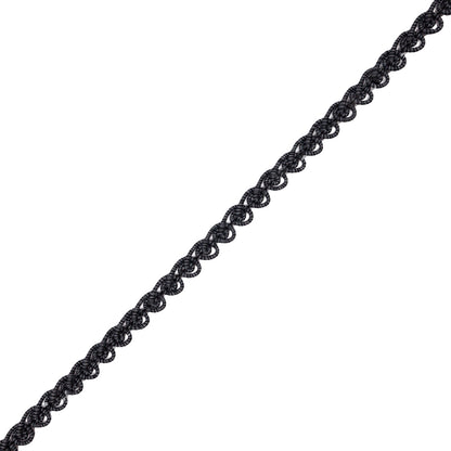 Famous NYC Designer Black and Gray Striped Swirls Gimp Braided Trim - 0.375"