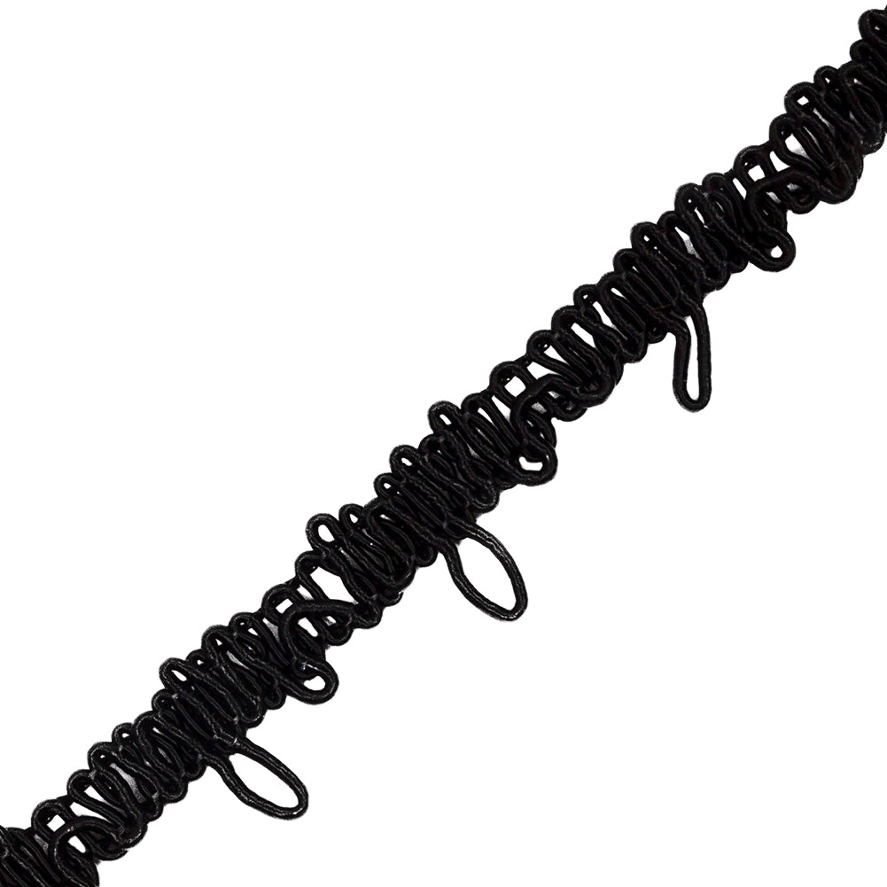 Famous NYC Designer Black Button Loop Gimp Braided Trim - 0.75" Detail