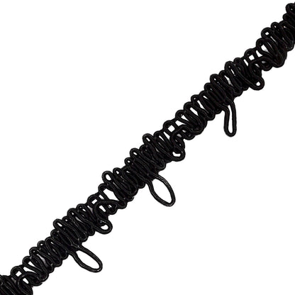 Famous NYC Designer Black Button Loop Gimp Braided Trim - 0.75" Detail