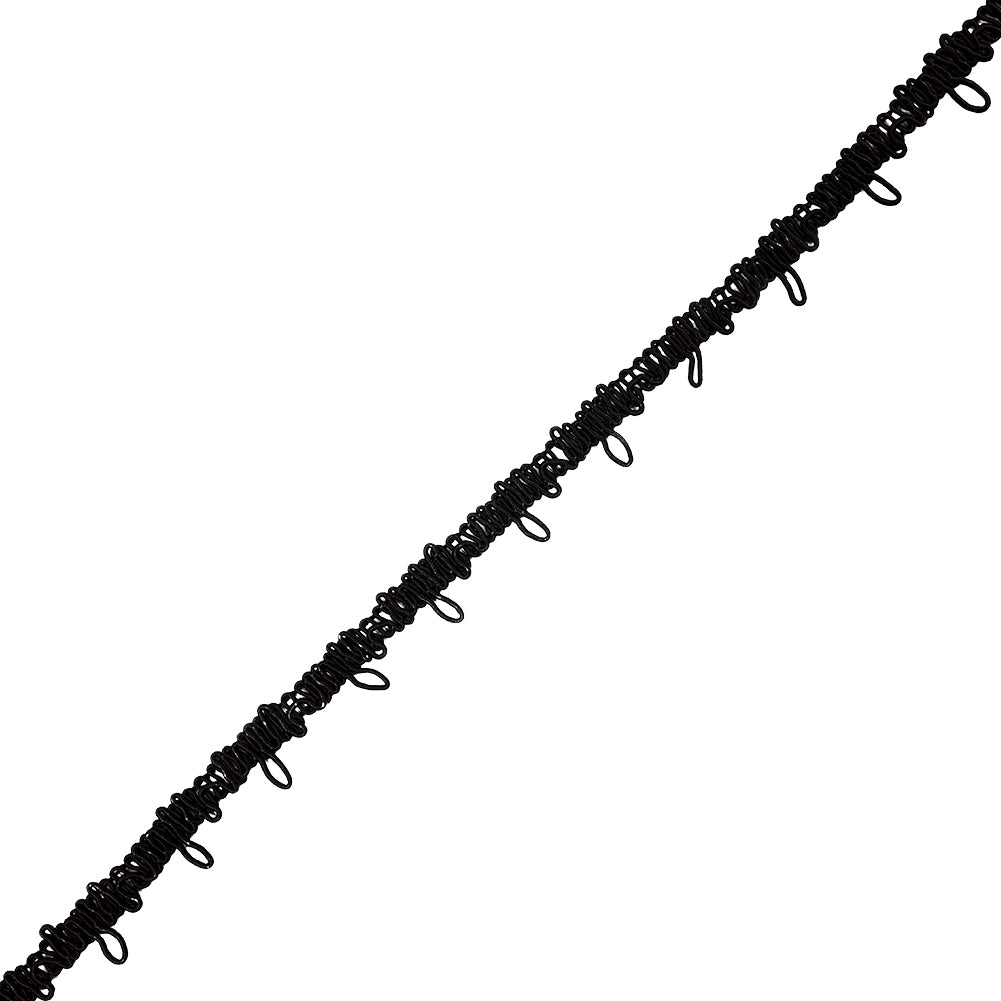 Famous NYC Designer Black Button Loop Gimp Braided Trim - 0.75"
