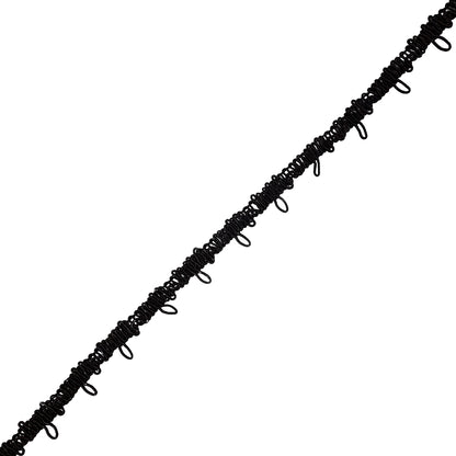 Famous NYC Designer Black Button Loop Gimp Braided Trim - 0.75"