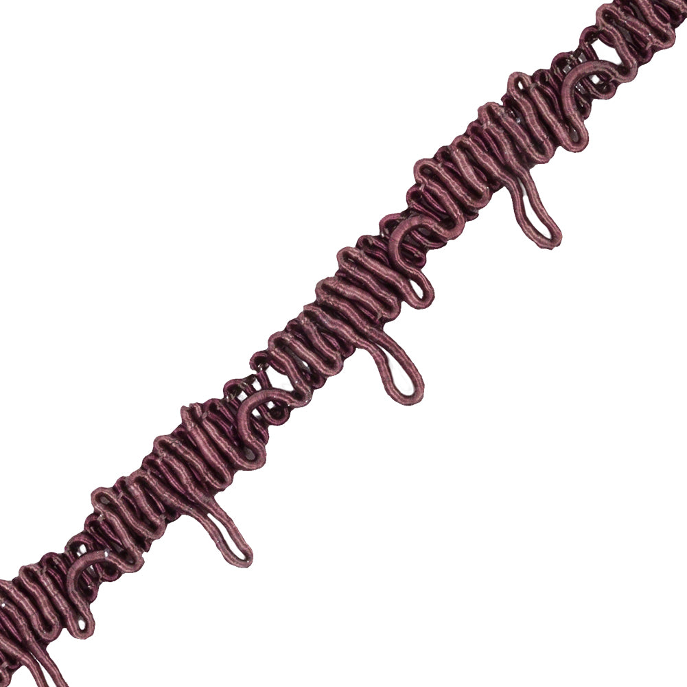 Famous NYC Designer Plum Wine Button Loop Gimp Braided Trim - 0.75" Detail