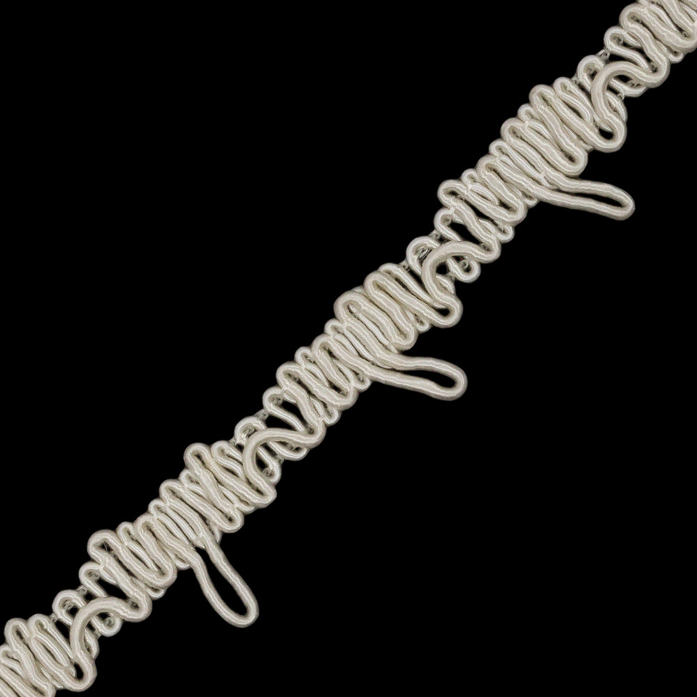 Famous NYC Designer Ivory Button Loop Gimp Braided Trim - 0.75" Detail