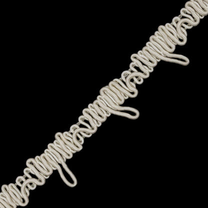 Famous NYC Designer Ivory Button Loop Gimp Braided Trim - 0.75" Detail