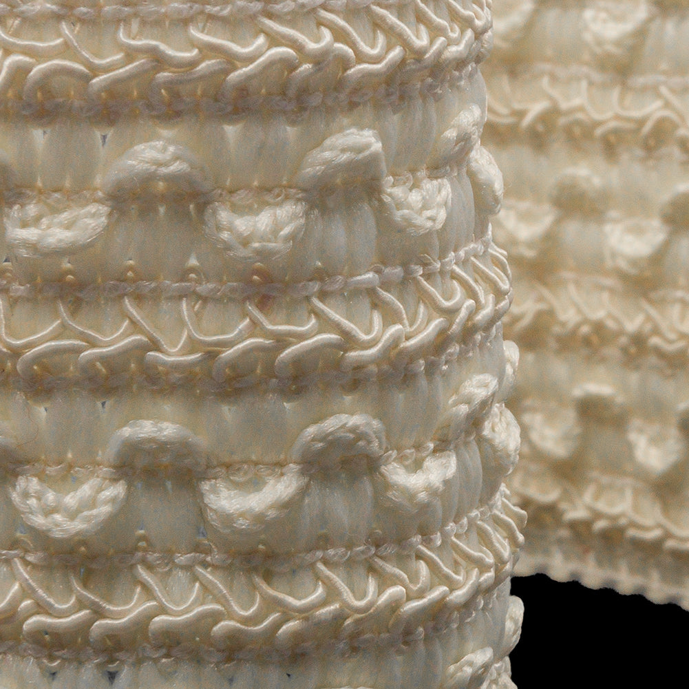 Famous NYC Designer Eggshell Waves Stretch Braided Trim - 2.75" Detail