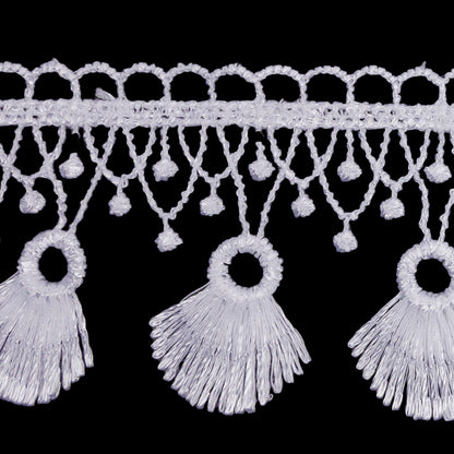 Famous NYC Designer Brilliant White Fan Fringe Venise Lace Trim - 2.125 Detail
