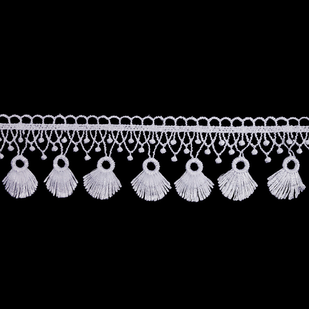 Famous NYC Designer Brilliant White Fan Fringe Venise Lace Trim - 2.125