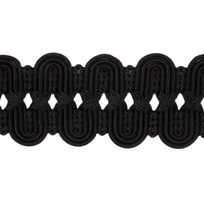 Famous NYC Designer Black Arches and Crosses Gimp Braided Trim - 1.375" Detail