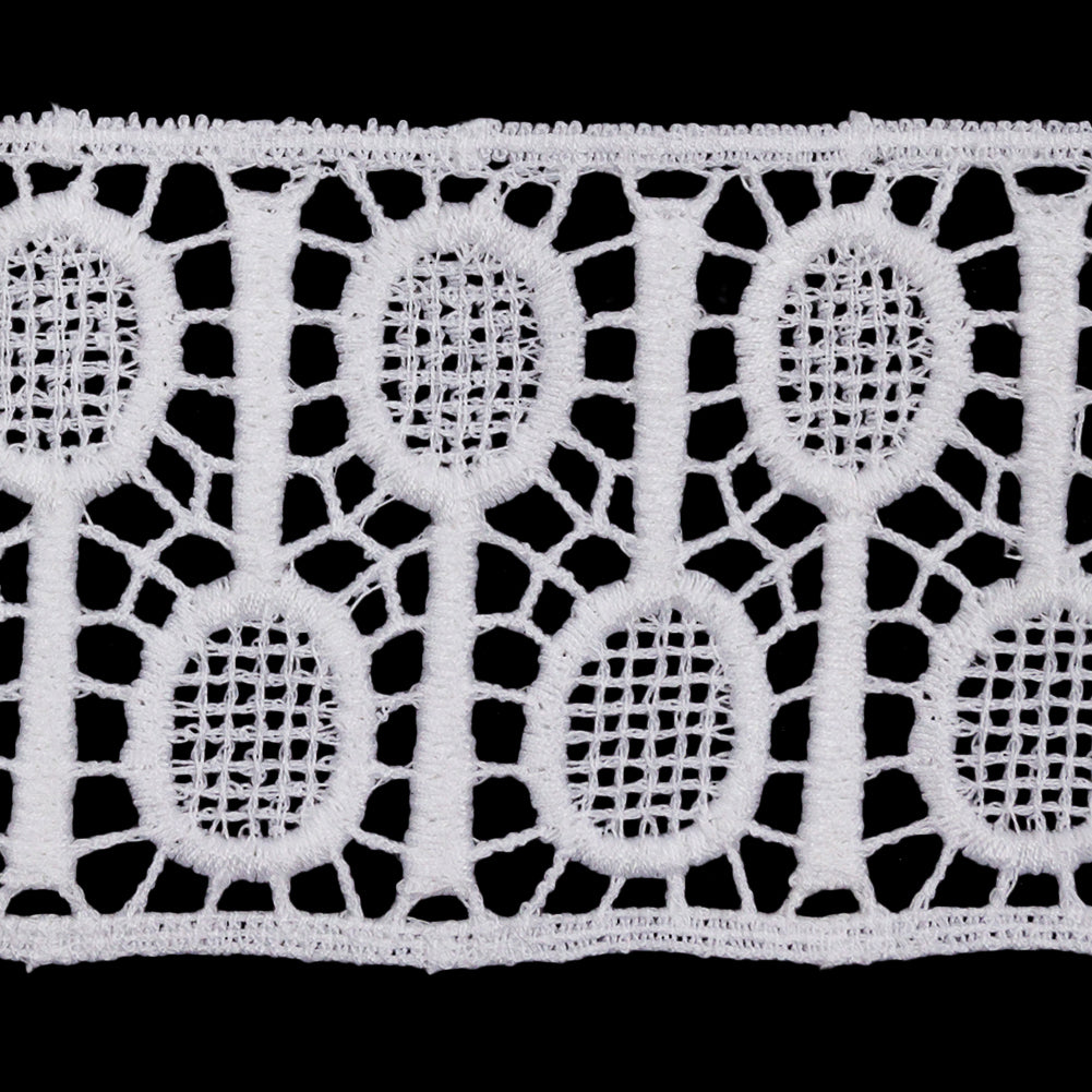 Famous NYC Designer White Tennis Rackets Cotton Venise Lace Trim - 2.125" Detail