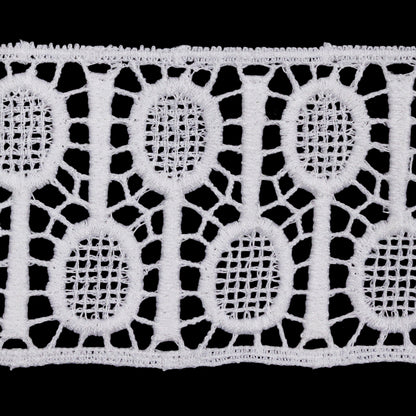 Famous NYC Designer White Tennis Rackets Cotton Venise Lace Trim - 2.125" Detail