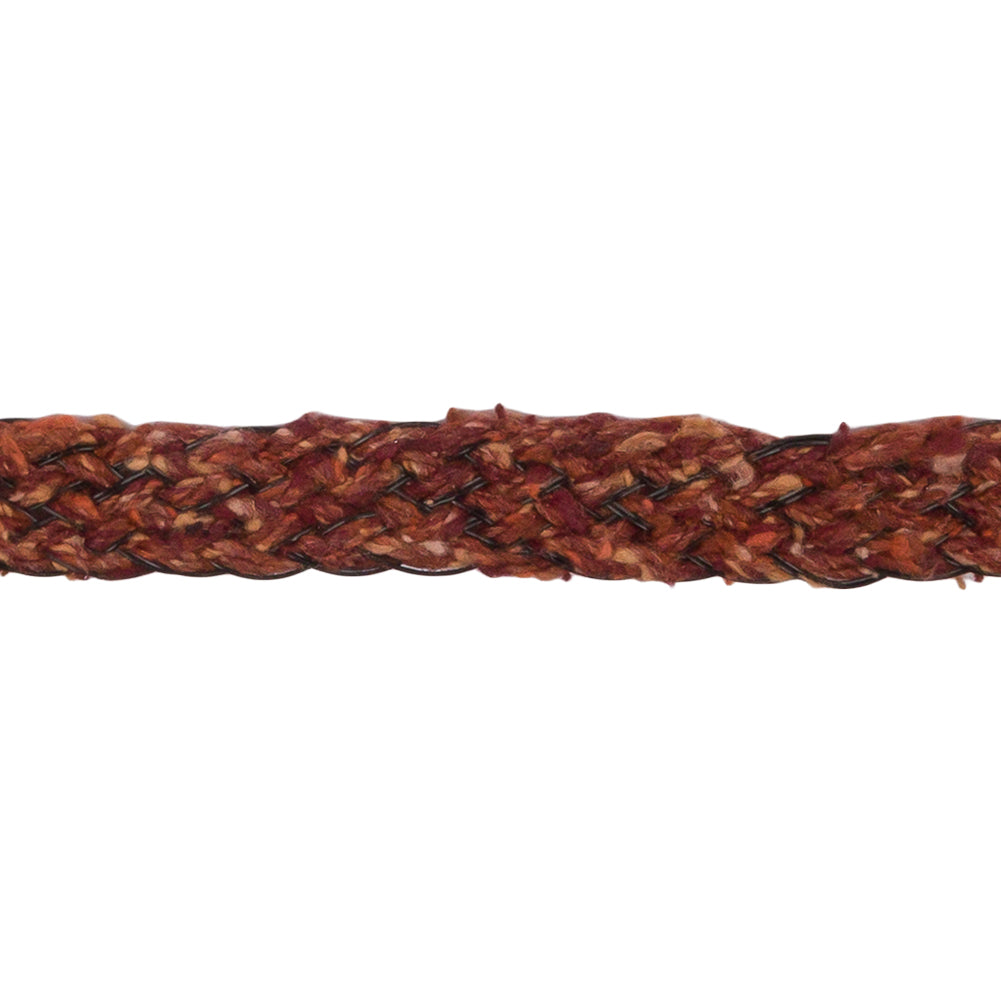 Famous NYC Designer Burnt Orange and Black Wool Boucle Braided Trim - 0.375" Detail
