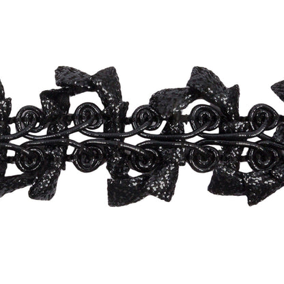 Famous NYC Designer Metallic Black Abstract Gimp Braided Trim - 1.5" Detail