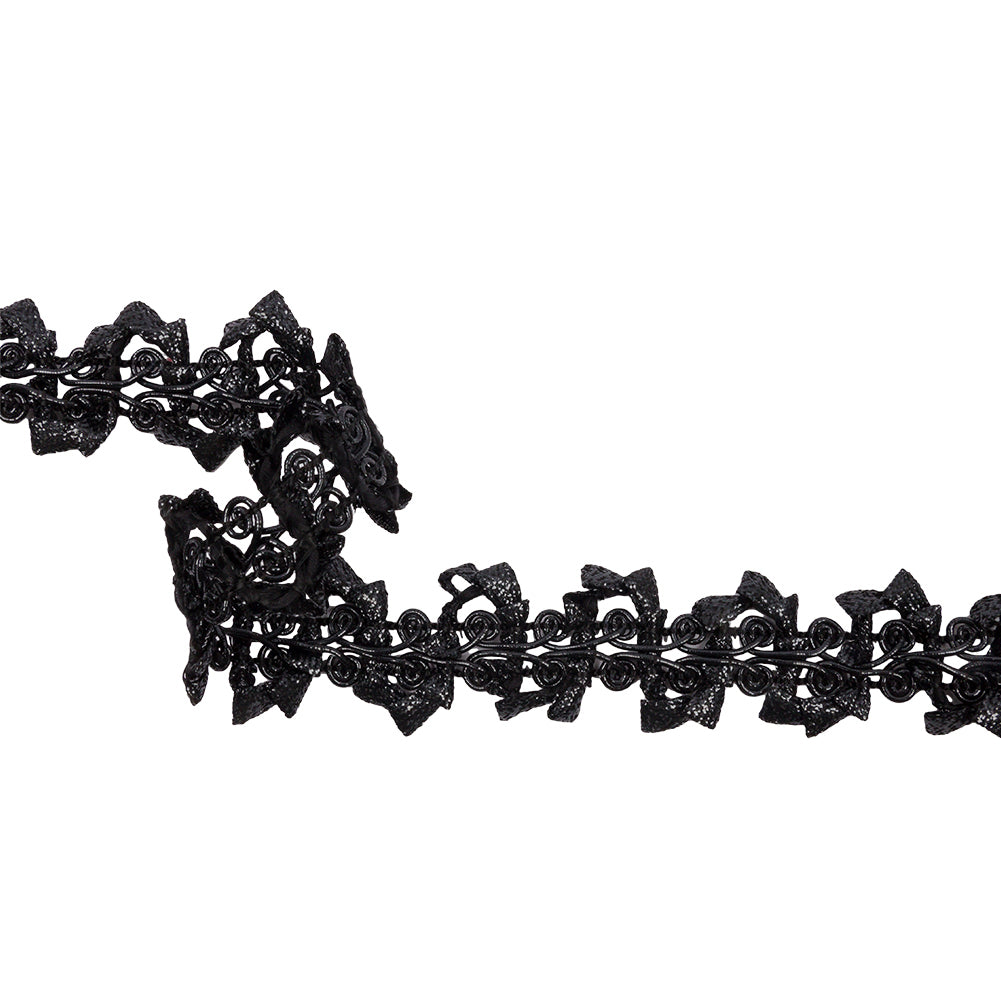 Famous NYC Designer Metallic Black Abstract Gimp Braided Trim - 1.5"
