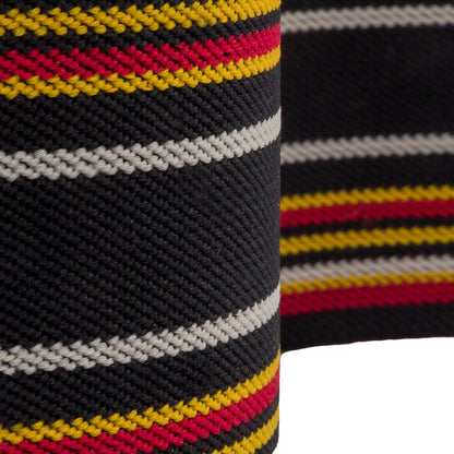 Famous NYC Designer Black, Red and Yellow Striped Stiff Elastic Trim - 3" Detail