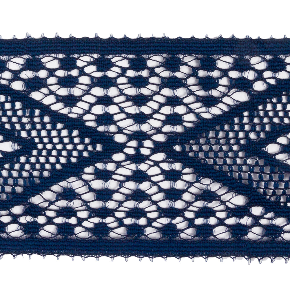 Famous NYC Designer Navy Diamonds Lace Trim - 2.125" Detail
