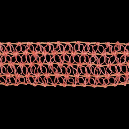 Famous NYC Designer Pink Rows of Petals Stretch Lace Trim - 1.125" Detail