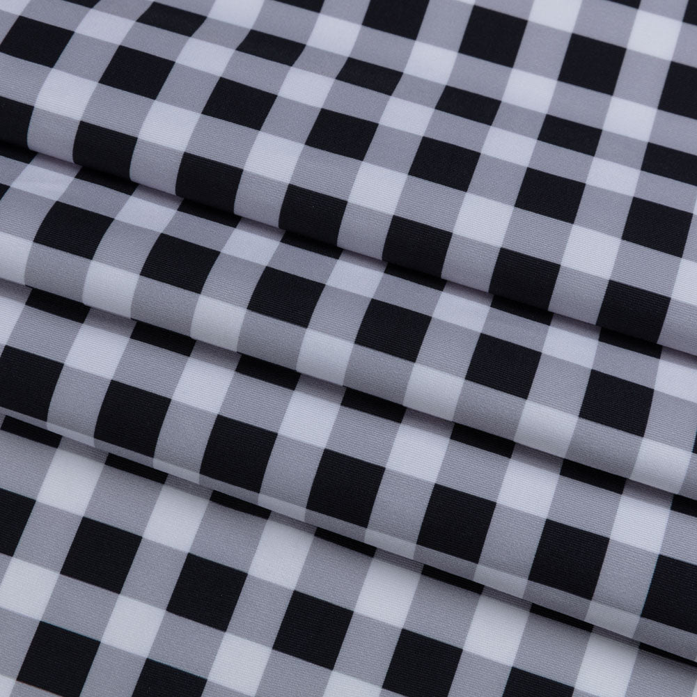 Compression Swimwear Tricot, UV Protective with Aloe Vera Microcapsules - Black and White Checkered - Caye Collection Folded