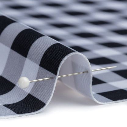 Compression Swimwear Tricot, UV Protective with Aloe Vera Microcapsules - Black and White Checkered - Caye Collection Detail