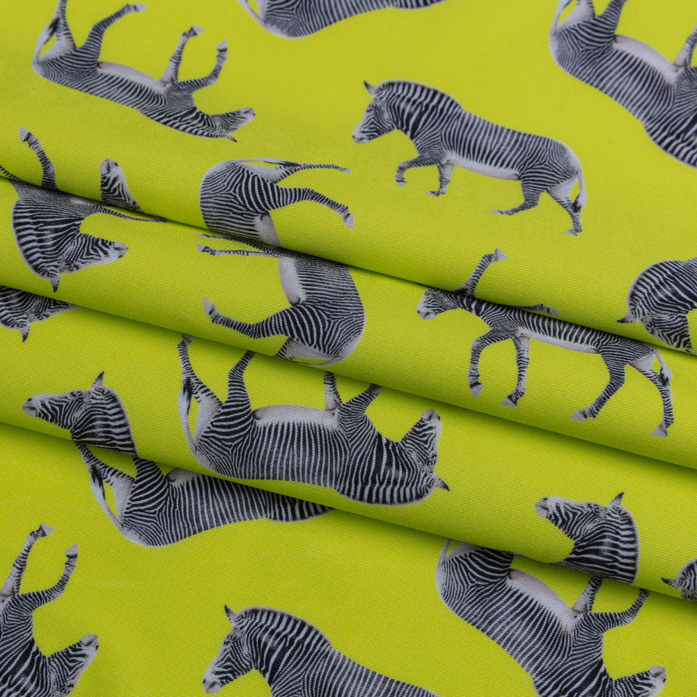 Compression Swimwear Tricot, UV Protective with Aloe Vera Microcapsules - Neon Lemon Zebras - Caye Collection Folded
