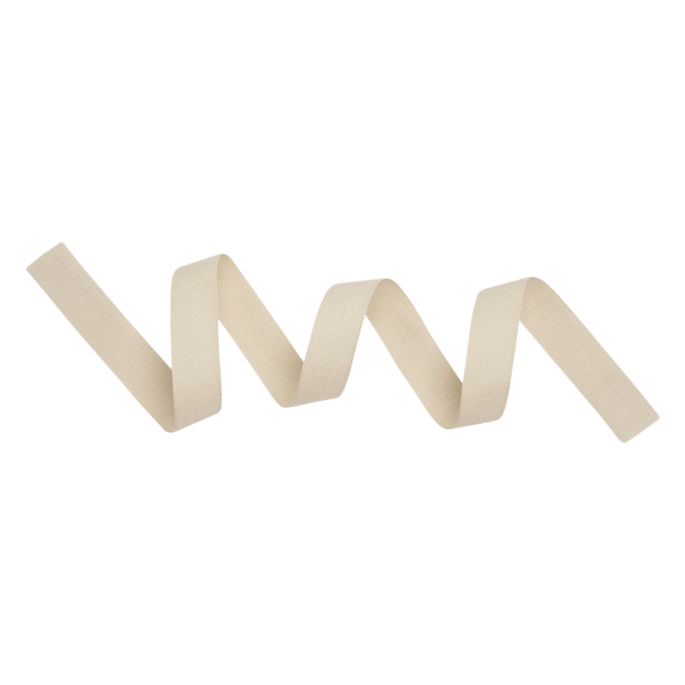 Tilly Khaki Herringbone Cotton Twill Tape - 15mm Detail