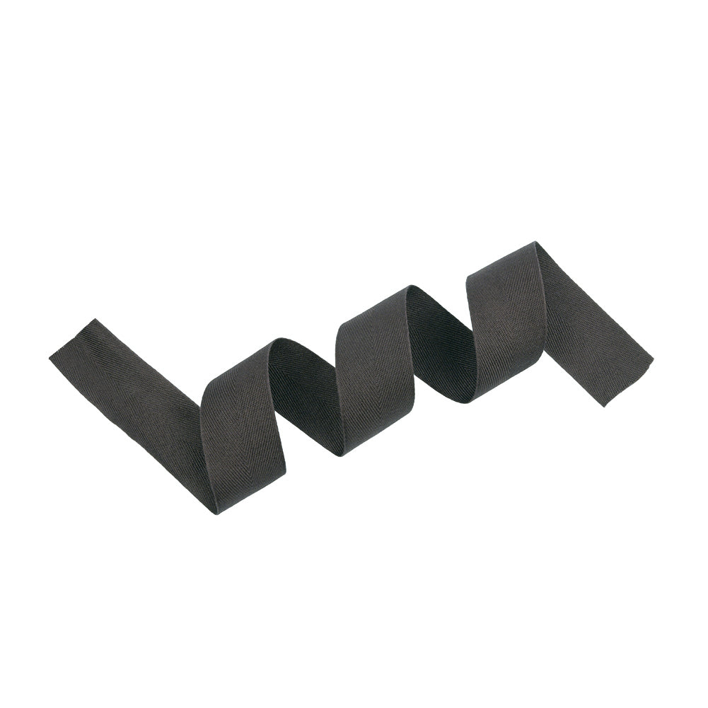 Tilly Shadow Gray Herringbone Cotton Twill Tape - 25mm Detail