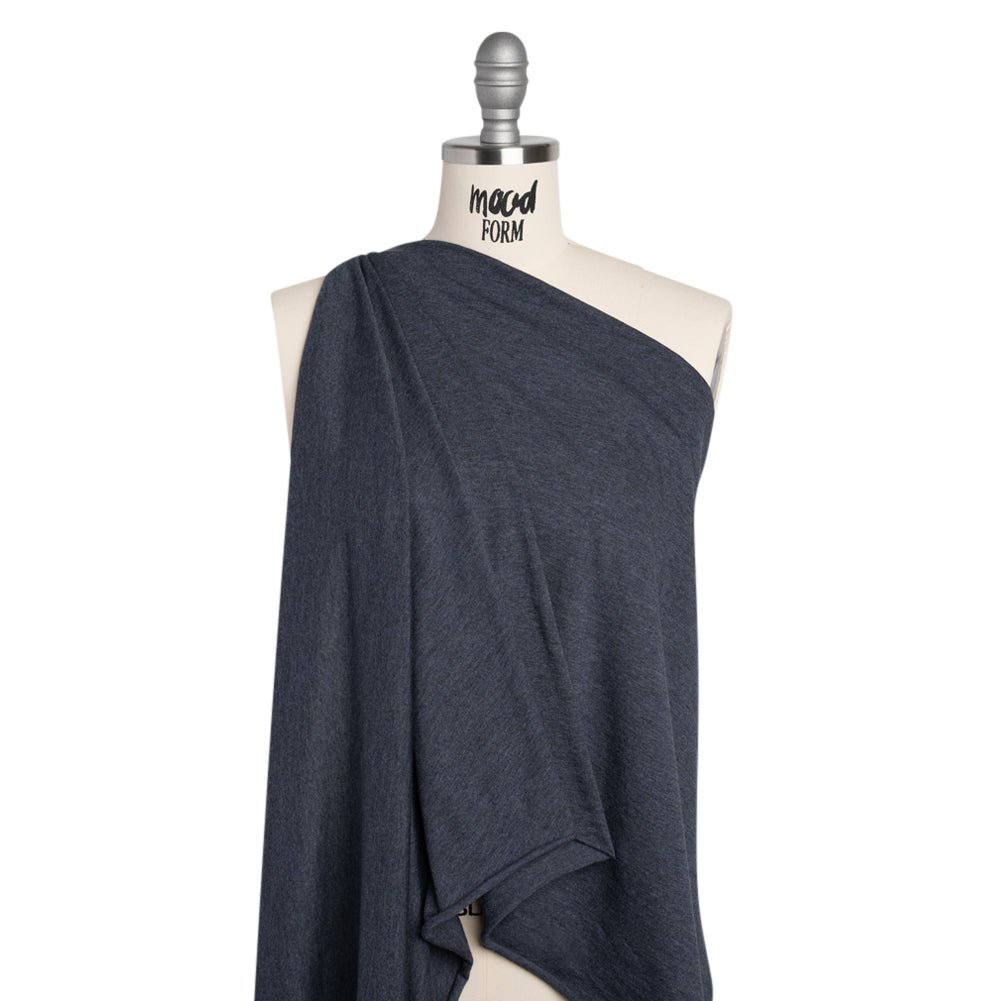 Cotton and Modal Jersey - Heathered Navy Blue Drape
