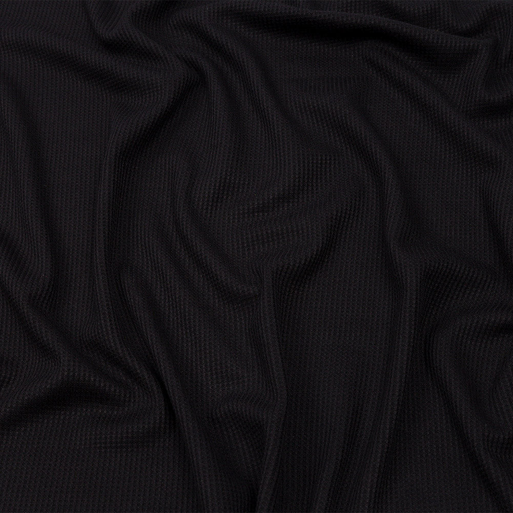 Black Rayon and Polyester Waffle Knit