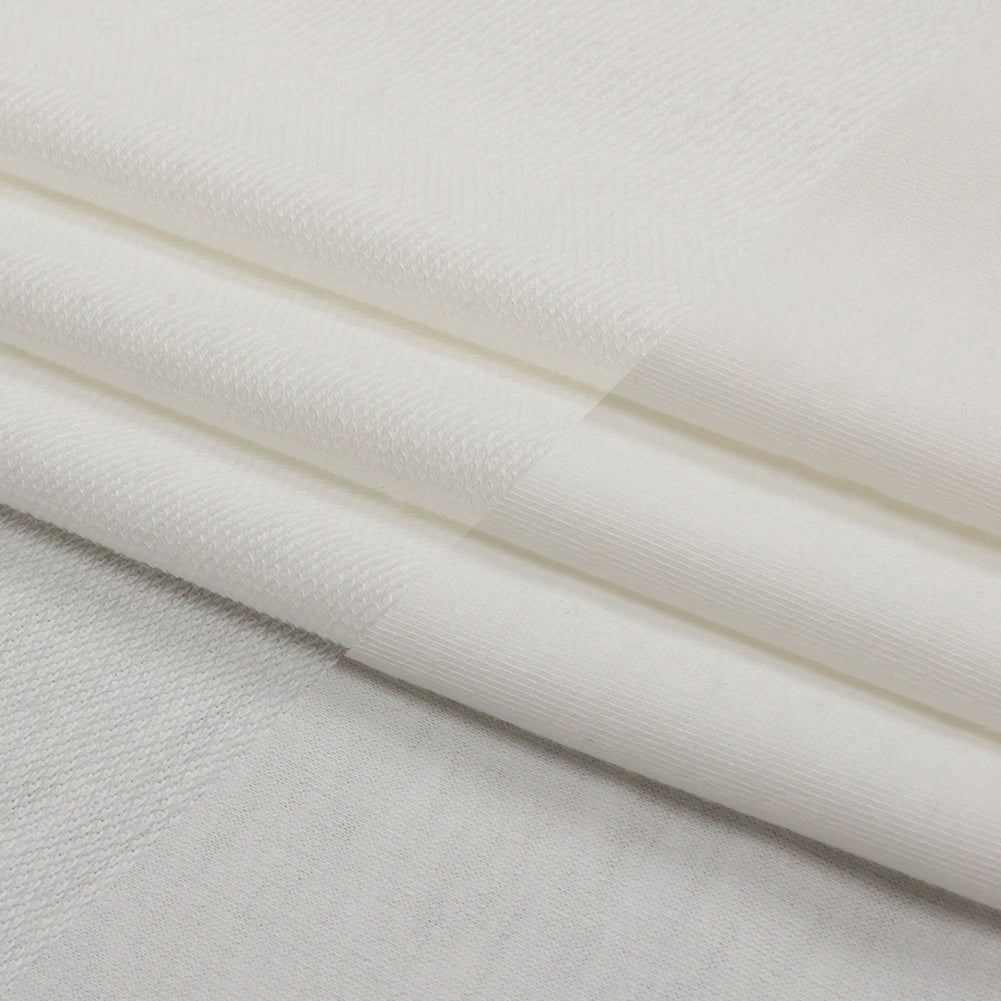 Off White Lightweight Polyester French Terry Folded