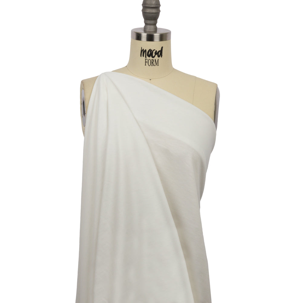 Off White Lightweight Polyester French Terry Drape