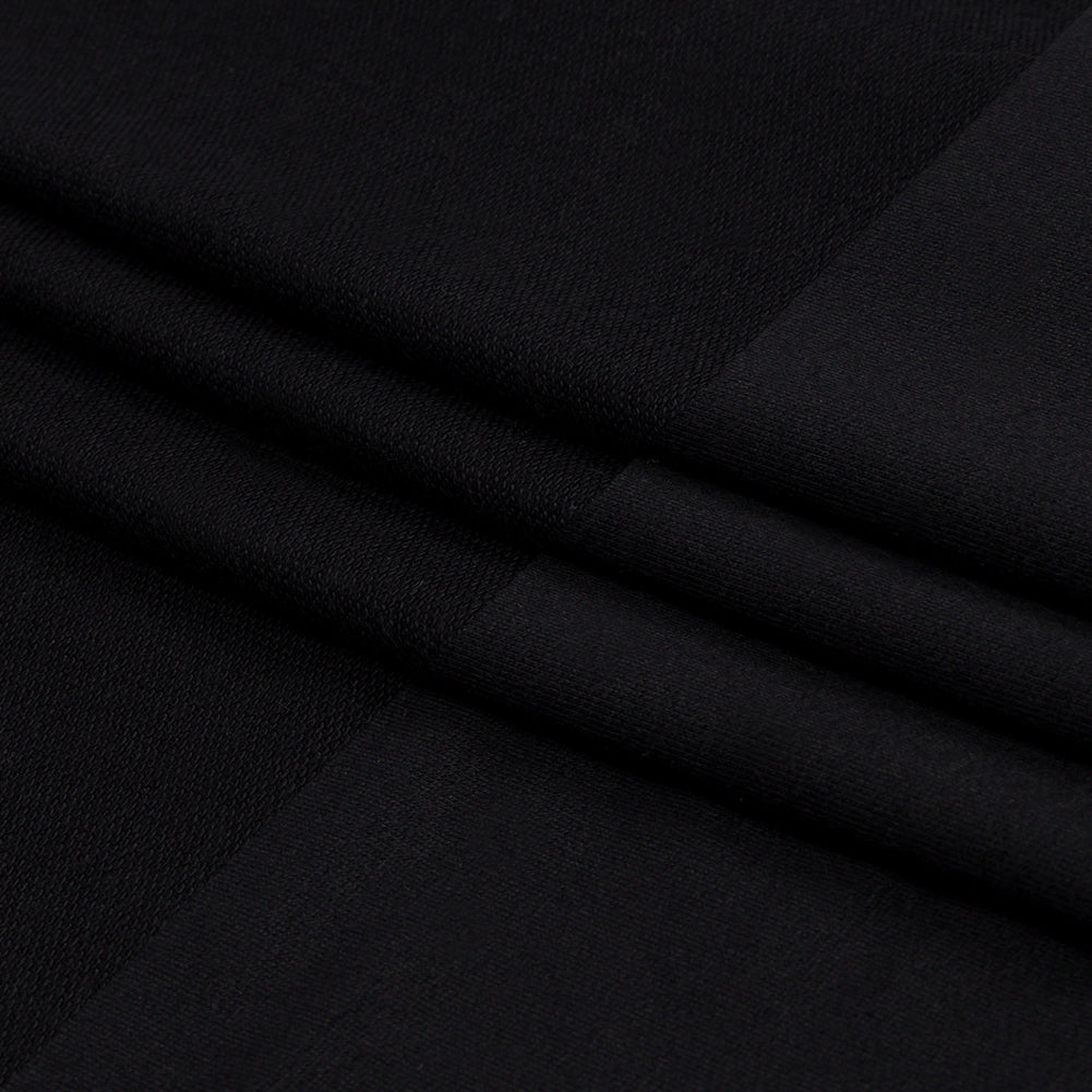 Black Stretch Rayon French Terry Folded