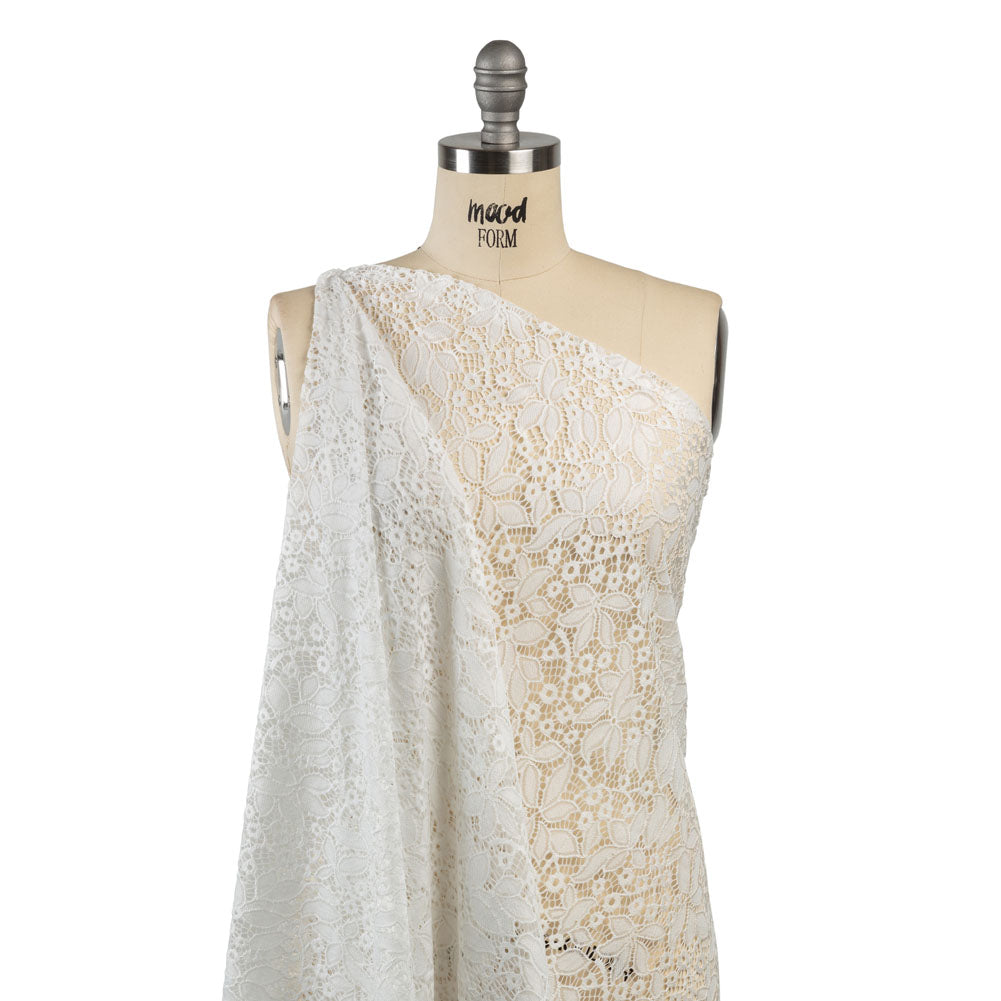 Stretch Lace - White Floral - Katerina Collection Drape