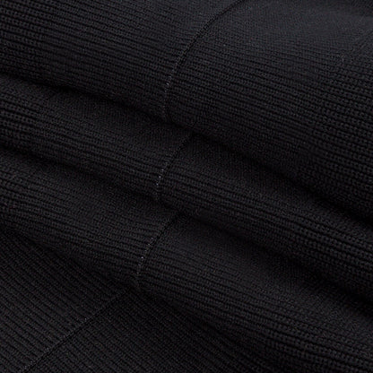 Black Ruffled Foldover Rib Knit Trim - 39" x 6" Folded