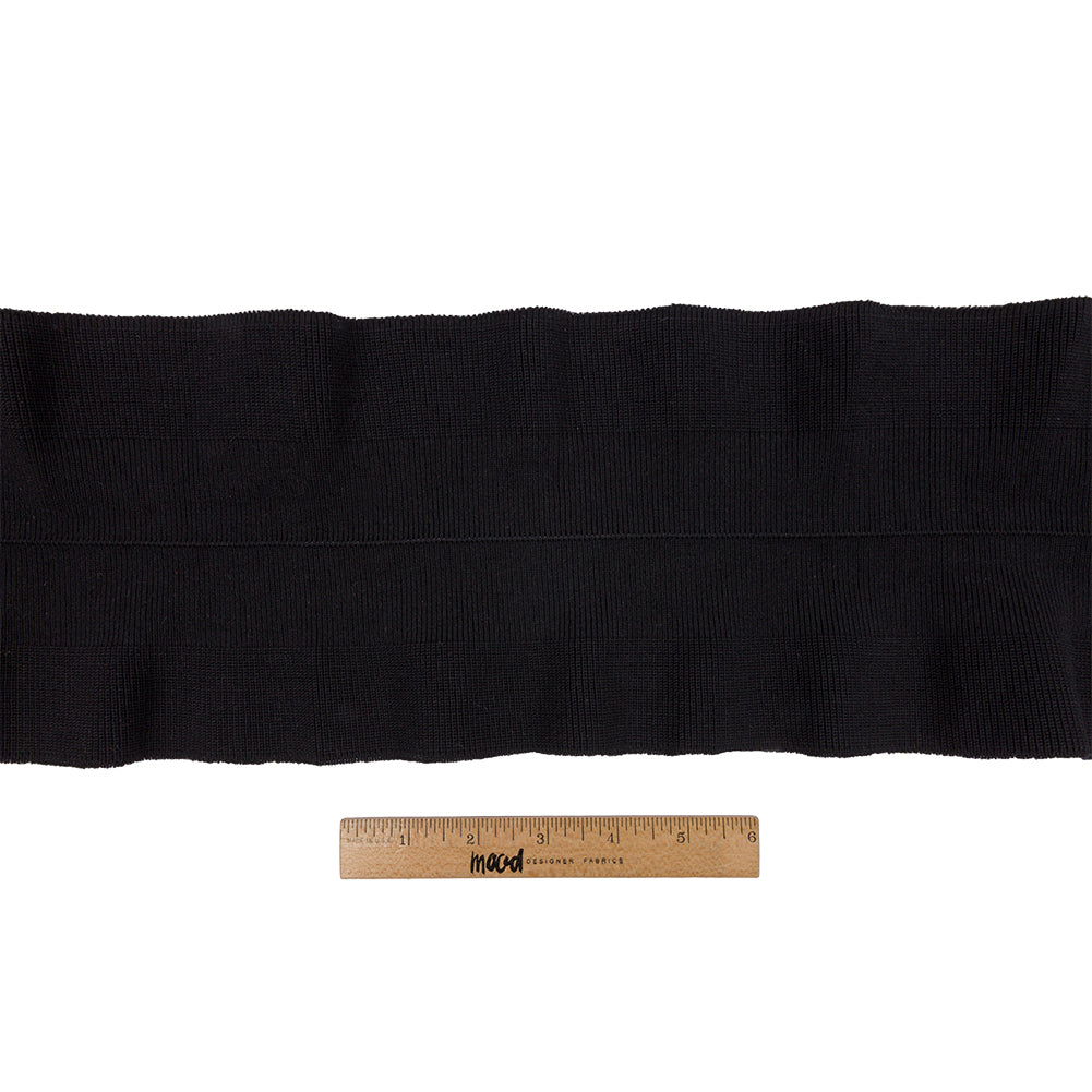 Black Ruffled Foldover Rib Knit Trim - 39" x 6" Full