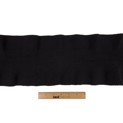 Black Ruffled Foldover Rib Knit Trim - 39" x 6" Full