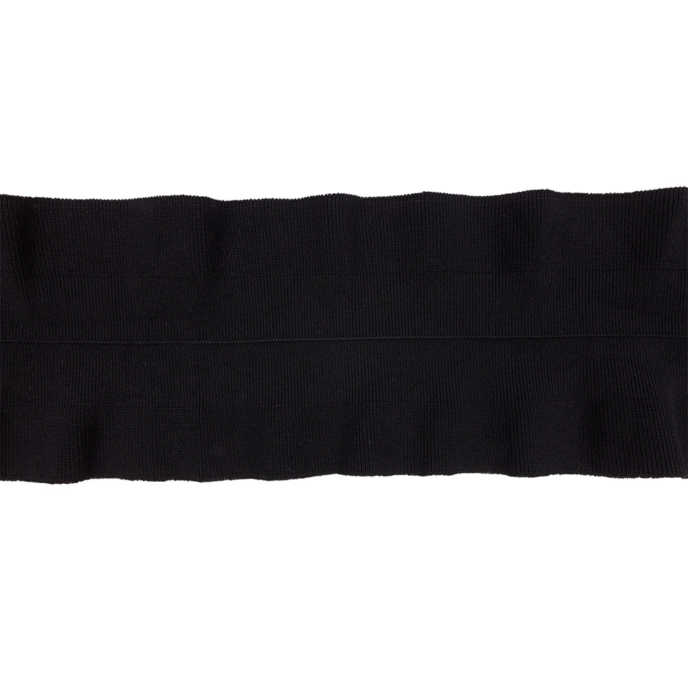 Black Ruffled Foldover Rib Knit Trim - 39" x 6"