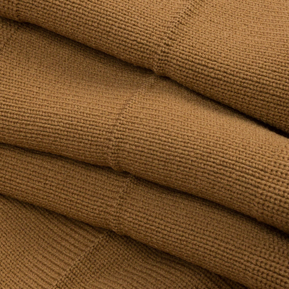 Tan Ruffled Foldover Rib Knit Trim - 39" x 6" Folded