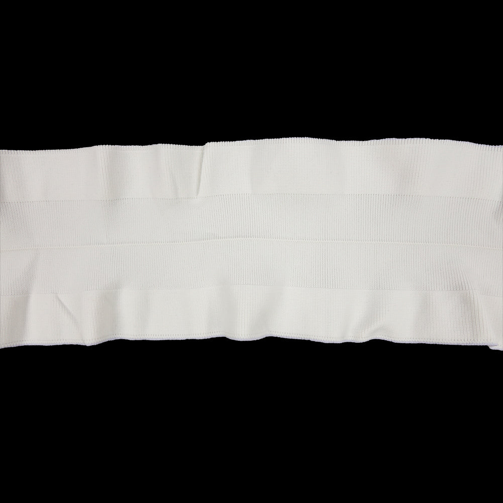 White Ruffled Foldover Rib Knit Trim - 39" x 6"