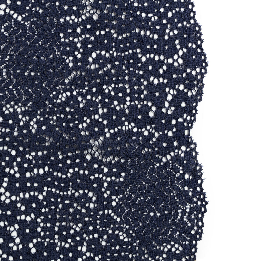 Trina Turk Navy Blue Floral Lace with Finished Scalloped Edges Folded