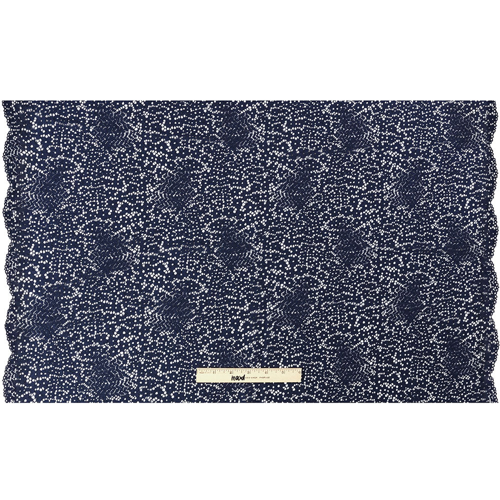 Trina Turk Navy Blue Floral Lace with Finished Scalloped Edges Full