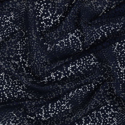 Trina Turk Navy Blue Floral Lace with Finished Scalloped Edges